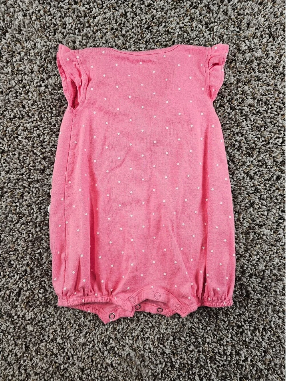 Carters Baby Girls Sz 12M Short Sleeve Romper Pink Ice Cream Cone Polka Dot